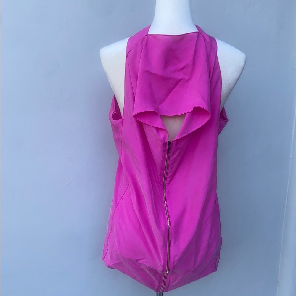 ROLAND MOURET Fuchsia Hot Pink Halter Top with Zipper Size 8 French 40